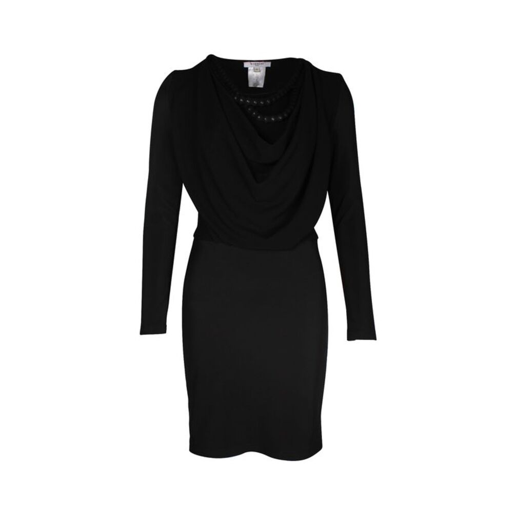 Givenchy Draped Cowl Neck Long-Sleeve Mini Dress in Black Viscose